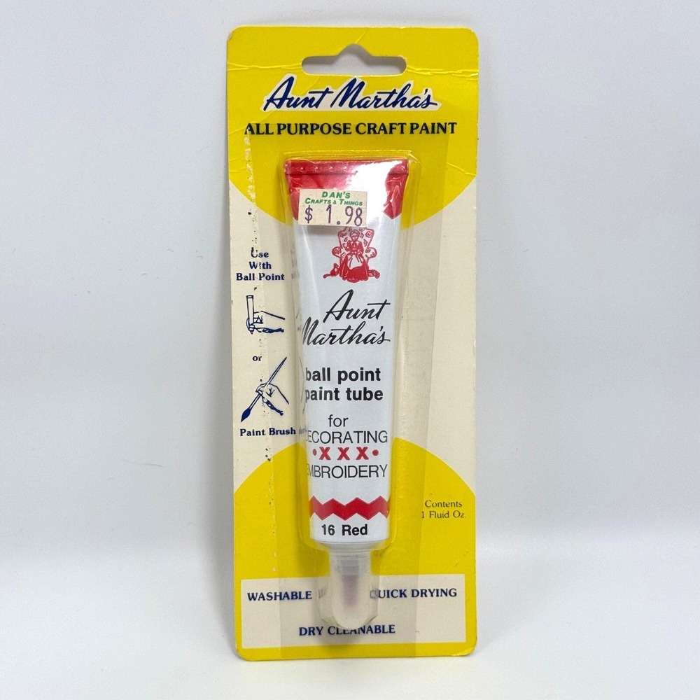 Aunt Martha's Ball Point Paint Tube Red 1‎ oz All-Purpose Fabric Craft Paint NWT